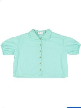 MORLEY Girls' Mint Green Button-Front Short Sleeve Top